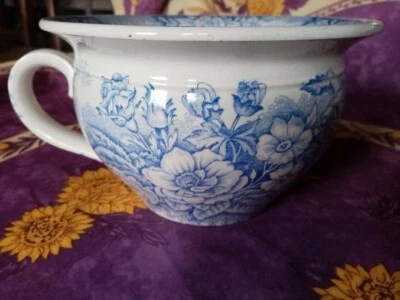 Pot de Chambre Toilette Vase de Nuit Moulin Loups Hamage Modèle Jardinière Bleu - Photo 1/4