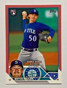 2023 Topps Update #US193 BRYCE MILLER RC Mother's Day Hot Pink /50 ssp MARINERS