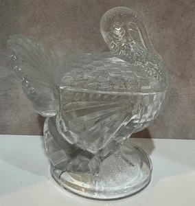 Vintage L.E. Smith durchsichtige Bonboniere mit Deckel in Truthahnform - Bild 1 von 8