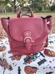 Mochila Coach KLEO C5648 Cuero Guijarro Cordón ROJO OSCURO ¡Nueva! - Imagen 1 de 16