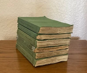 6 Antique Books Green Book Stack of Classic French Literature vintage decor 7x4. - Picture 1 of 6