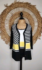 Joseph Ribkoff Two Piece Tank & Jacket Size 14 Stretchy Button Up Stripe - Bild 1 von 13