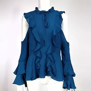 Romeo & Juliet Couture Cold Shoulder Ruffle Top - Picture 1 of 9