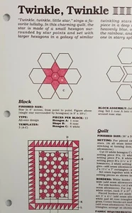 Spinning Spools Quilt Pattern TWINKLE TWINKLE + Uncut Flexible Plastic Template - Picture 1 of 5