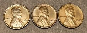 Lincoln Wheat Cent High Grade Lot XF-AU 1934 P 1937 P 1938 P - Picture 1 of 5
