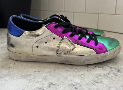 Zapatillas Philippe Modelo Paris PRSX Cuero Metálico Mujer Talla 8.5 EU40 NUEVAS SIN CAJA Foto 1 de 4