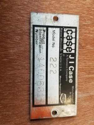 Placa de identificación para tractor de césped Case 222 cortacésped Ingersoll (110) Foto 1 de 2