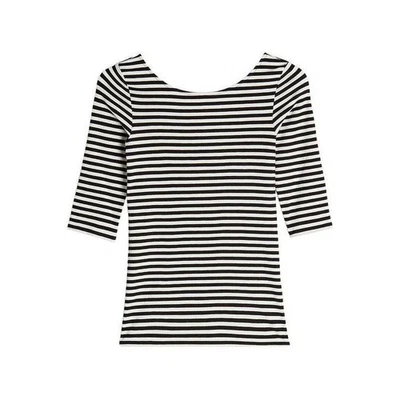 Camiseta de mujer THEORY Yorisa a rayas en negro/blanco-talla pequeña Foto 1 de 4