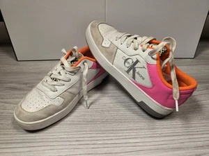 Calvin Klein Jeans Basketball Cupsole Low 3 White/party Pink Size 6 - Picture 1 of 7
