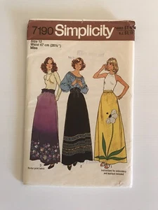 Maxi Falda Simplicity 7190 Vintage Años 70 Patrón de Costura (recogida en la pretina) - Imagen 1 de 10
