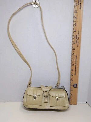 Vintage JC Penney Gold Faux Leather Shoulder Bag Double Pocket Retro Purse - Image 1 of 4