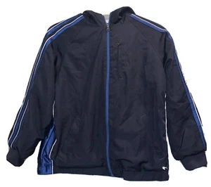 Tek Gear Jungen schwarz/blau gefüttert Reißverschluss Hoodie Mantel Jacke Windbreaker Gr. Large 14 16 - Bild 1 von 9