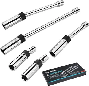 DURATECH 5 PC Magnetic Swivel Spark Plug Socket Set Magnetic Core Steel NEW - Picture 1 of 9