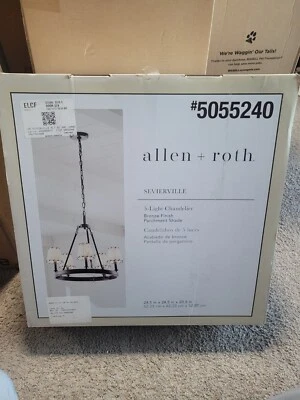 Lámpara de araña Allen + Roth Sevierville 5 luces bronce rústica clasificación seca 5055240 LEER Foto 1 de 3