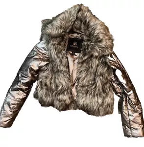 Furious Fur jacket womens half gray Size Small - Picture 1 of 6