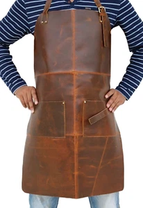 Tuzech Headvy Duty Double Leather Pocket Chef/Carpenter/Metal Worker 30" Apron - Picture 1 of 14