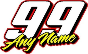 Race number with name custom vinyl decal sticker 5"x 8" any number & name. - Picture 1 of 1