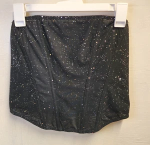 New Auden Women's Sexy Black Sparkly Corset Hook & Eye Size S - Picture 1 of 5
