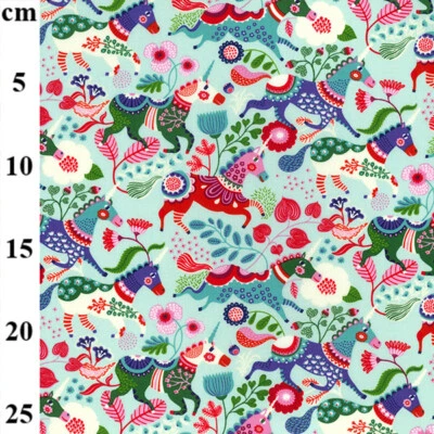 JOHN LOUDEN Cotton Fabric - Unicorn Floral Print - Craft Fabric Material Metre