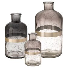 464873 Glass Bottles Set/3 Kitchen Dining Vase Decanter Jar Smoky Dark Gray Tint