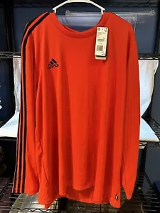 Adidas Climalite, Long Sleeve Crew, Orange, Mens 2XL New With Tags - Picture 1 of 7