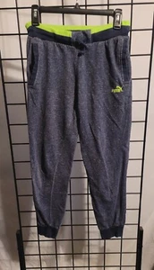 Puma Boy’s & Girls Gray/Green  Pants Jr size XLarge 18/20 Drawstring Pockets  - Picture 1 of 6