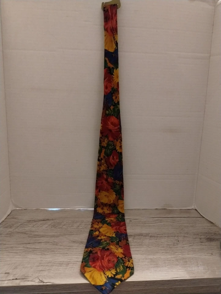 Acessório masculino vintage Generra gravata floral 56" estampa multicolorida rayon - Imagem 1 de 3