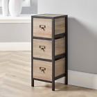 Solid Wood Chest Of Drawers Storage Unit With Metal Frame, 3 Drawers