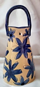 Kunstkeramik zeitgenössischer Korb/Krug 2 Tüllen signiert Carol Gaczek 10" x 4 5/8 - Bild 1 von 7