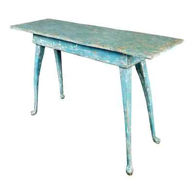 Richard Mulligan - Table Console En Pin De Ferme Campagnarde Distressée Teal - Photo 1/4