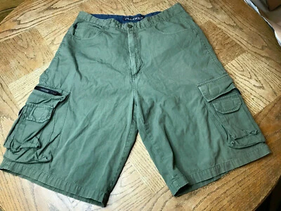 Plugg Cargo Shorts Men's Size 32  Olive Outdoors Hike Fish Casual Flap Pockets - Image 1 of 4