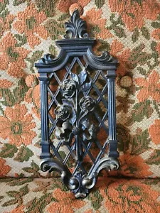 VINTAGE 1971 Syroco Gold Brushed Floral Lattice Wall Hanging # 7213 - Picture 1 of 4