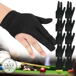 10pcs Men Women 3 Fingers Billiard Cue Pool Gloves Snooker Nylon Left Right Hand - Picture 1 of 11