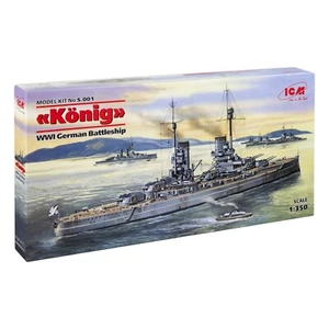 ICM S001 Plástico Envío Modelo 1:350 Konig' Primera Guerra Mundial Alemán Acorazado Kit Modelo - Imagen 1 de 19