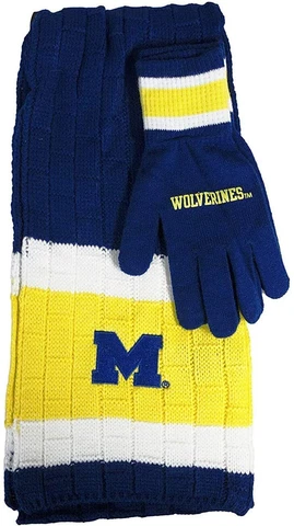 NCAA Michigan Wolverines Knitted Scarf and Glove Set NWT Cover