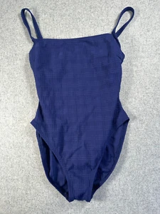 Vintage LA Blanca Womens Size 10 Blue One-piece Swimsuit Cutout Back Plaid - Picture 1 of 12