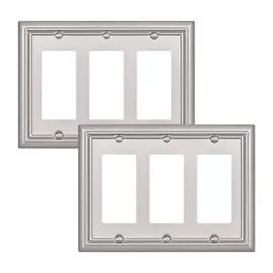 DEWENWILS Triple Decorator Wall plates, Brushed Nickel Outlet Covers, Metal 2-Pc - Picture 1 of 8