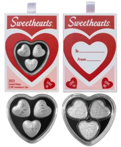 2023 PAMP Suisse 30g 999.9 Silver Valentine Sweethearts Pure Silver Heart Set - Picture 1 of 1