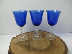 Vintage Konvolut 3 Glas blau und klar Weinkelche Ersatzglas - Bild 1 von 5