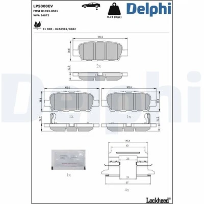 Delphi Bremsbeläge hinten für Nissan Evalia Leaf Nv200 - Bild 1 von 4