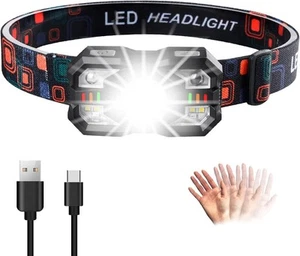Linterna Frontal LED Recargable, Súper Brillante 2000 Lúmenes, Ligera y D - Imagen 1 de 7
