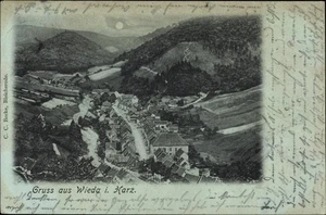 Mondschein Ak Wieda Walkenried Harz, Gesamtansicht, Nacht - 3906687 - Bild 1 von 2