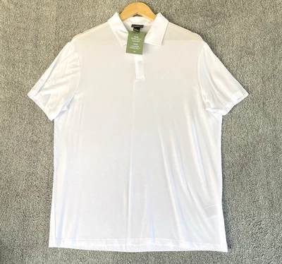 H&M Men’s Slim Fit Polo Shirt Sleeve Button White Size Large NWT Lyocell Blend - Image 1 of 4
