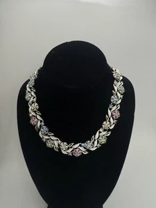 Collar De Colección Lisner Multicolor Tono Plata Esmalte Aurora Estrás Declaración - Imagen 1 de 6