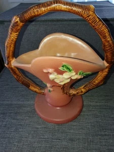 Vintage Roseville Pink Apple Blossom Basket Circa 1948 - Picture 1 of 2