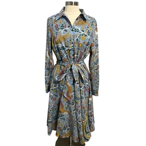 Boden Kitty Midi Dress in Dusty Blue Enchanting Peacock Button-up Shirt US 14R - Picture 1 of 11