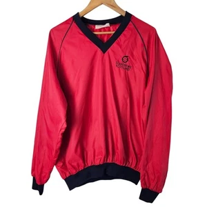 Vintage 80s Golf Windbreaker Mens XL Red V-neck St, Andrews Scotland Pullover - Picture 1 of 11
