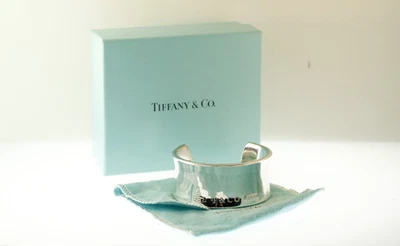 Tiffany & Co. Vintage 1837 .925 Plata de Ley 3.2cm Cóncava Puño Pulsera - Imagen 1 de 4