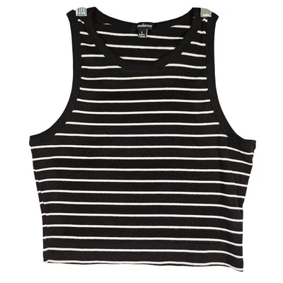 Ambiance черный белый в полоску ребристый укороченный Майка размер L без рукавов - Изображение 1 из 4