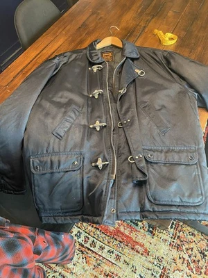 Schott NY Mens Fire Fighter Fireman Jacket Size XL Navy Clasp Closure - Image 1 of 4